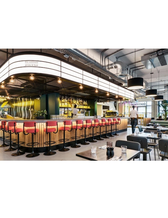 Crafting Connectivity and Culinary Delights: Commons Restaurant in the Heart of Rotterdam. The epitome of modern culinary design in the heart of Rotterdam's social scene design by Studio Königshausen.